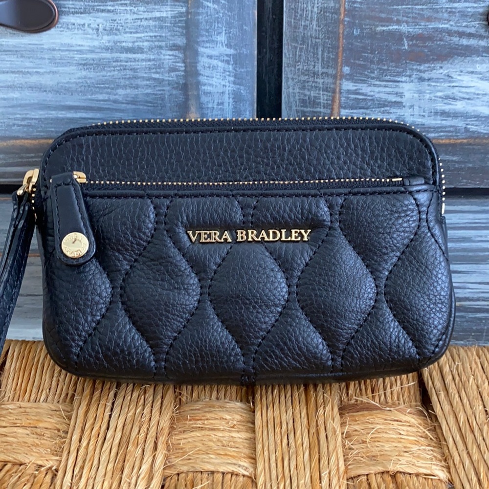 Vera Bradley Black Leather Wristlet